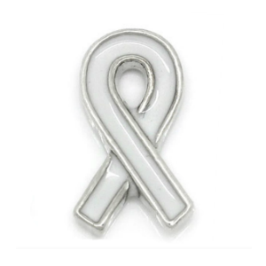 White Lung Cancer Awareness Ribbon Charm