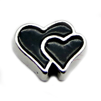 Black Double Heart Charm