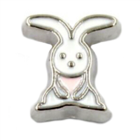 Silver & White Bunny Rabbit Charm