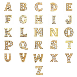 Gold & Crystal Letter Charms - Medium