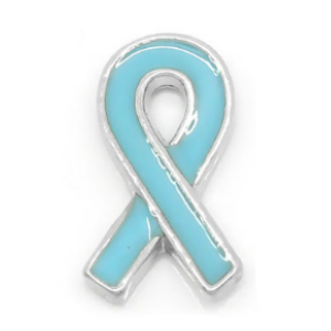 Blue Ovarian Cancer Awareness Ribbon Charm
