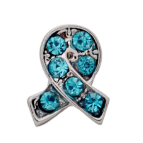 Blue Crystal Ovarian Cancer Awareness Ribbon Charm