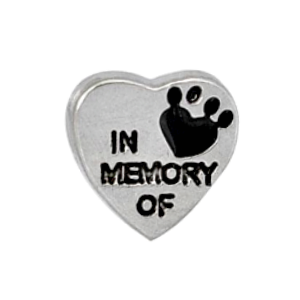 In Memory Of Paw Print Heart Charm
