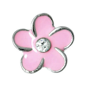 Pink Flower Charm with Crystal Accent