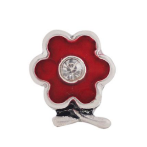 Red Flower Charm with Crystal Accent