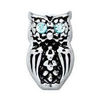 Silver Bright Eyed Owl Charm