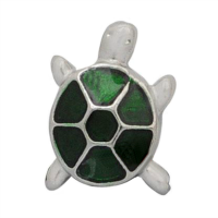 Silver & Green Sea Turtle Charm