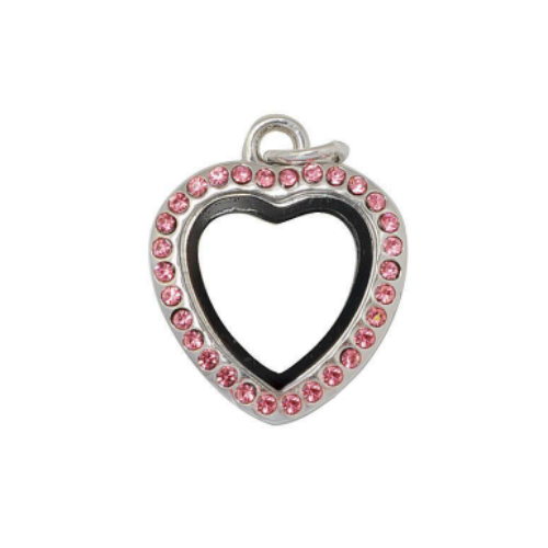 Mini Silver Heart Locket with Rose Crystals