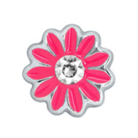 Dark Pink Daisy Charm with Crystal Accent