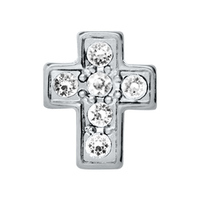 Silver Crystal Cross Charm
