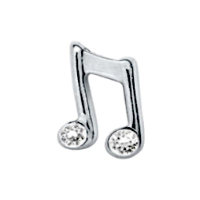 Double Silver Music Note with Crystal Accents