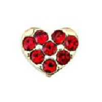 Mini Gold Heart & Red Crystal Charm