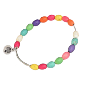 Adjustable Silver Stacking Bangle & Colourful Turquoise Drum Beads