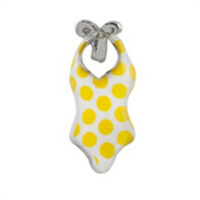 Retro White & Yellow Polkadot Swimsuit Charm