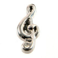 Silver Music Note with Crystal Accent