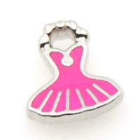 Silver & Fuchsia Pink Party Dress Charm