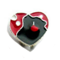 Red & Black Couple Silhouette Heart Charm