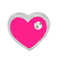 Mini Fuchsia Pink Heart Charm with Crystal Accent