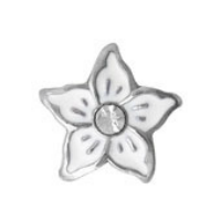 White Stephanotis Flower Charm with Crystal Accent