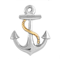 Silver Anchor with Gold Rope Charm