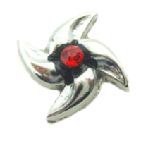 Silver Windmill Charm with Red Crystal Accent