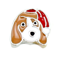 Dog with Christmas Hat Charm