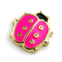 Gold & Bright Pink Ladybird Charm